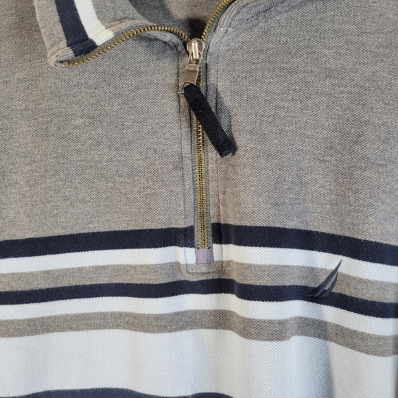 Mens Nautica 1/4 Zip Knit Long Sleeve Shirt/polo Blue/gray Size Med - Picture 3 of 7